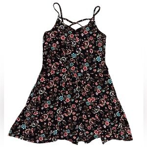 Art Class Multi-Colored Floral Black Girls Romper Sz Large 10/12